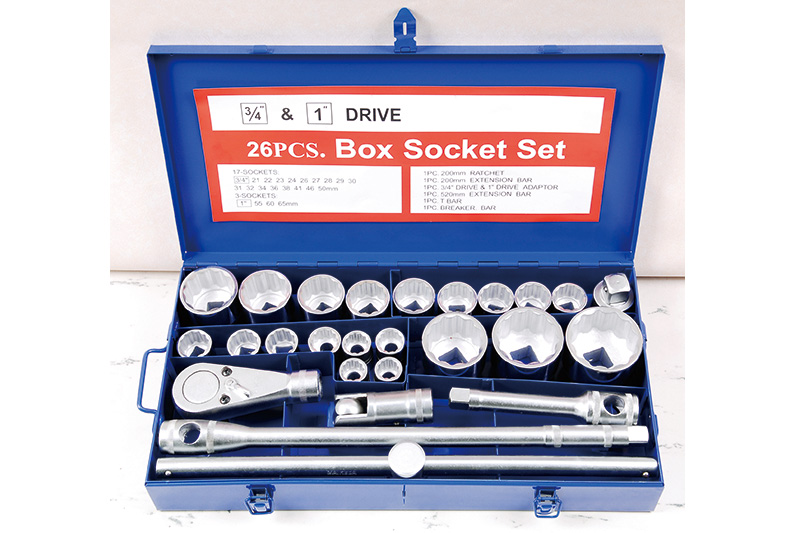 3/4"&1"DR:26件公制套筒扳手